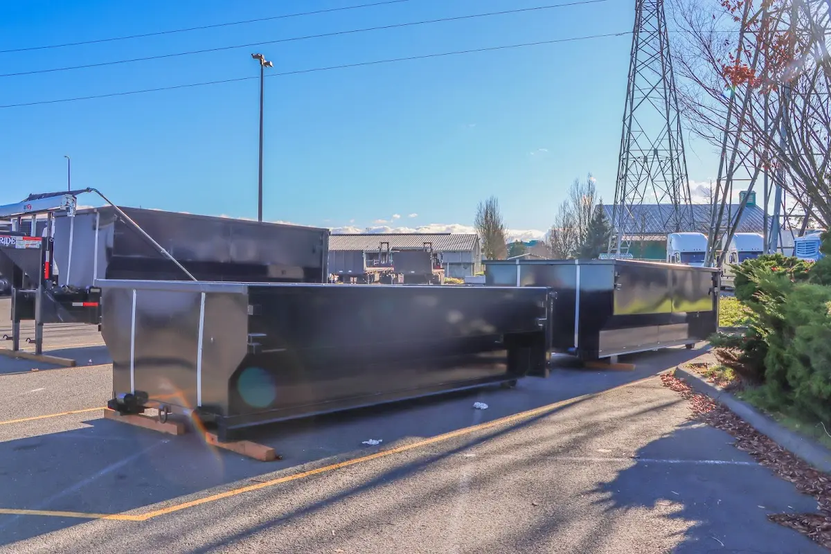 Roll-off dumpster ready for waste disposal at job site for 8 Yard Dumpster Rental in Laguna Beach